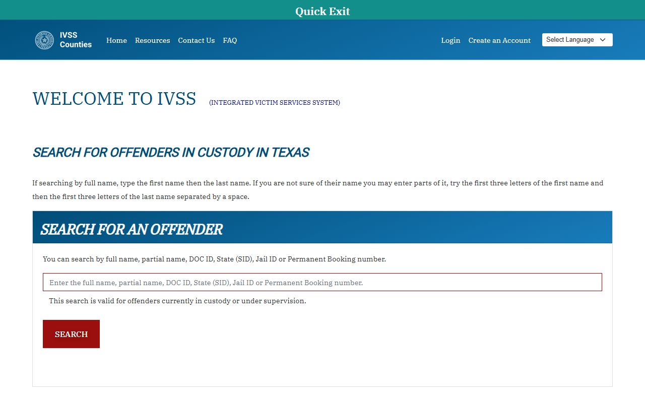 Jones County booking photo search Texas IVSS custody portal